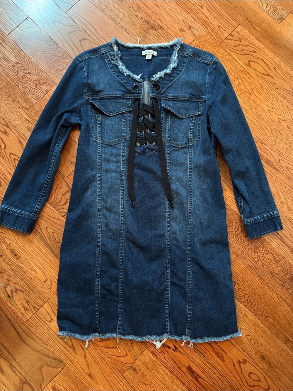 Calvin Klein Dark Blue Denim Lace-Up Mini Dress